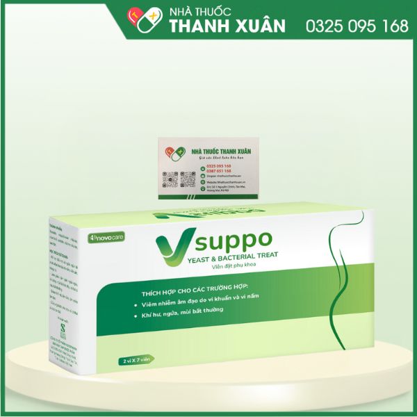 Viên đặt Phụ khoa VSuppo yeast &amp; bacterial treat điều trị và ngăn ngừa tái phát viêm âm đạo